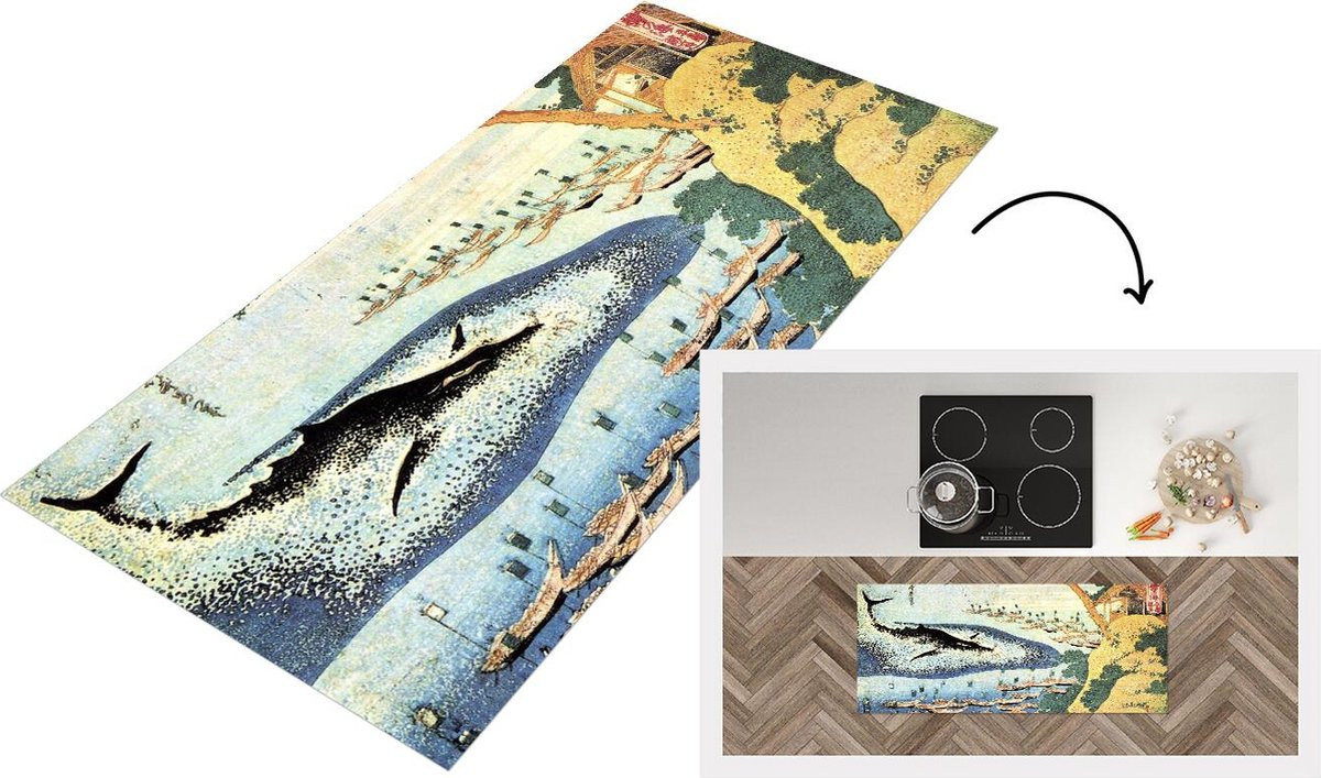 Keukenloper Vinyl met Katsushika Hokusai Walvis Schilderij - B/D: 120 x 50 cm