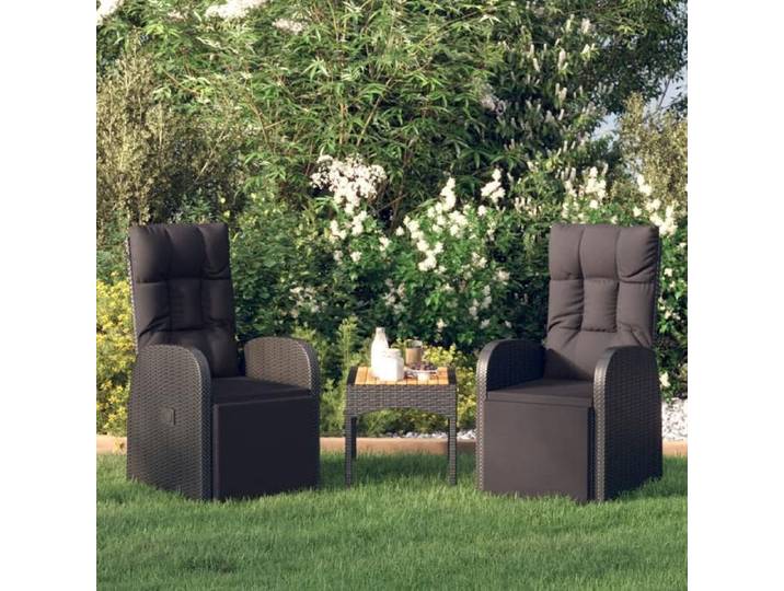 Chaises de jardin inclinables coussins lot de 2 Résine tressée 319544