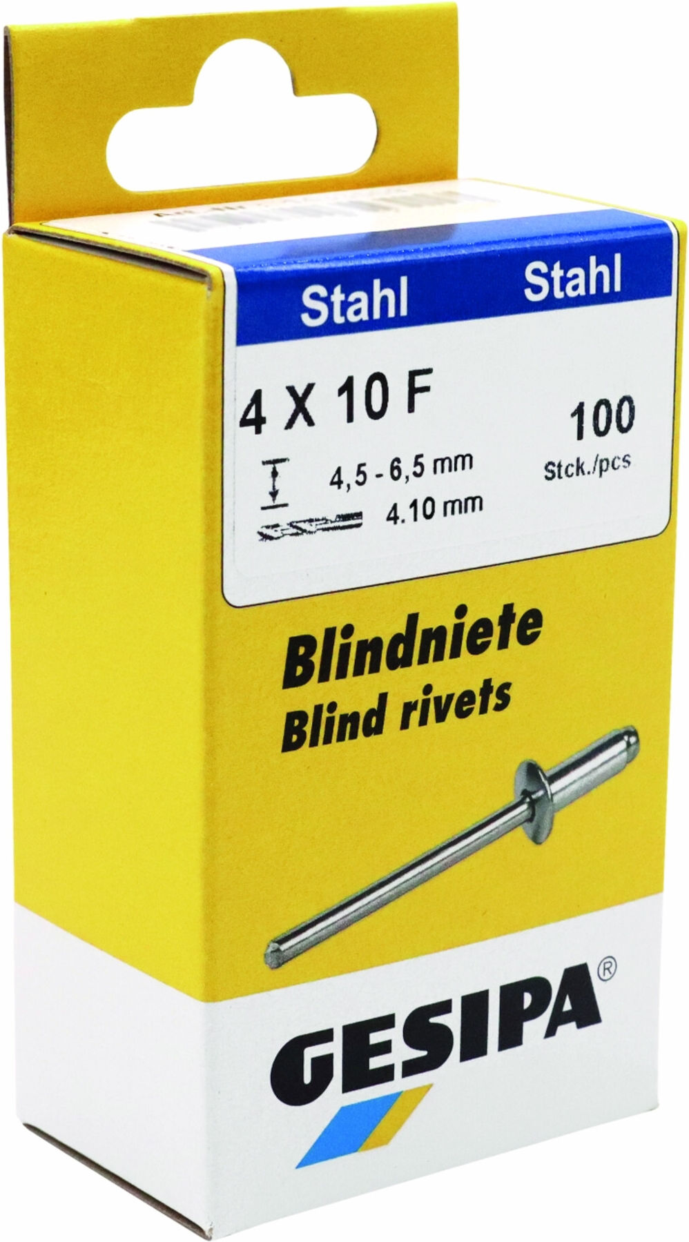 Gesipa Mini-Pack Flachrundkopf Stahl 4x10mm (1433572)