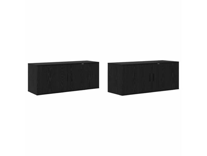 Makastle Wand-TV-Schrank 2er-Set Schwarz Eichen-Optik 100x34,5x40cm