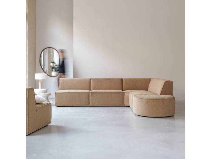 Modul-Ecksofa Dario aus camelfarbenem Stoff, 5–6 Sitzplätze - Braun