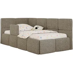 POLSTERBETT ARVO ALTA 90/200 - Dunkelbeige Struktur - Taschenfederkernmatratze - Links