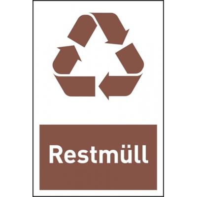 Design-Recyclingschild: Restmüll, Folie selbstklebend, 150 x 100 mm - 100x150 mm Folie selbstklebend