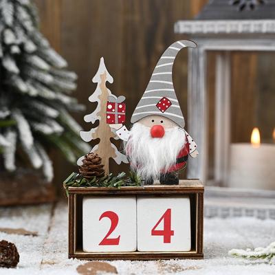 Snug & Styled Wooden Pine Cone Christmas Countdown Calendar Ornament Rustic Advent Decor For Holiday Display gray Hat