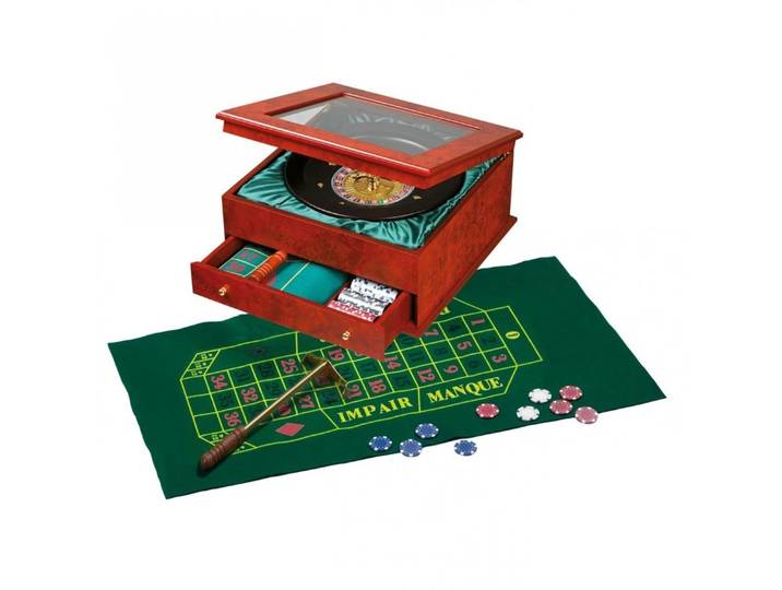 Philos Spiel, Roulette Set - Holzkassette - Wurzelholzdesign