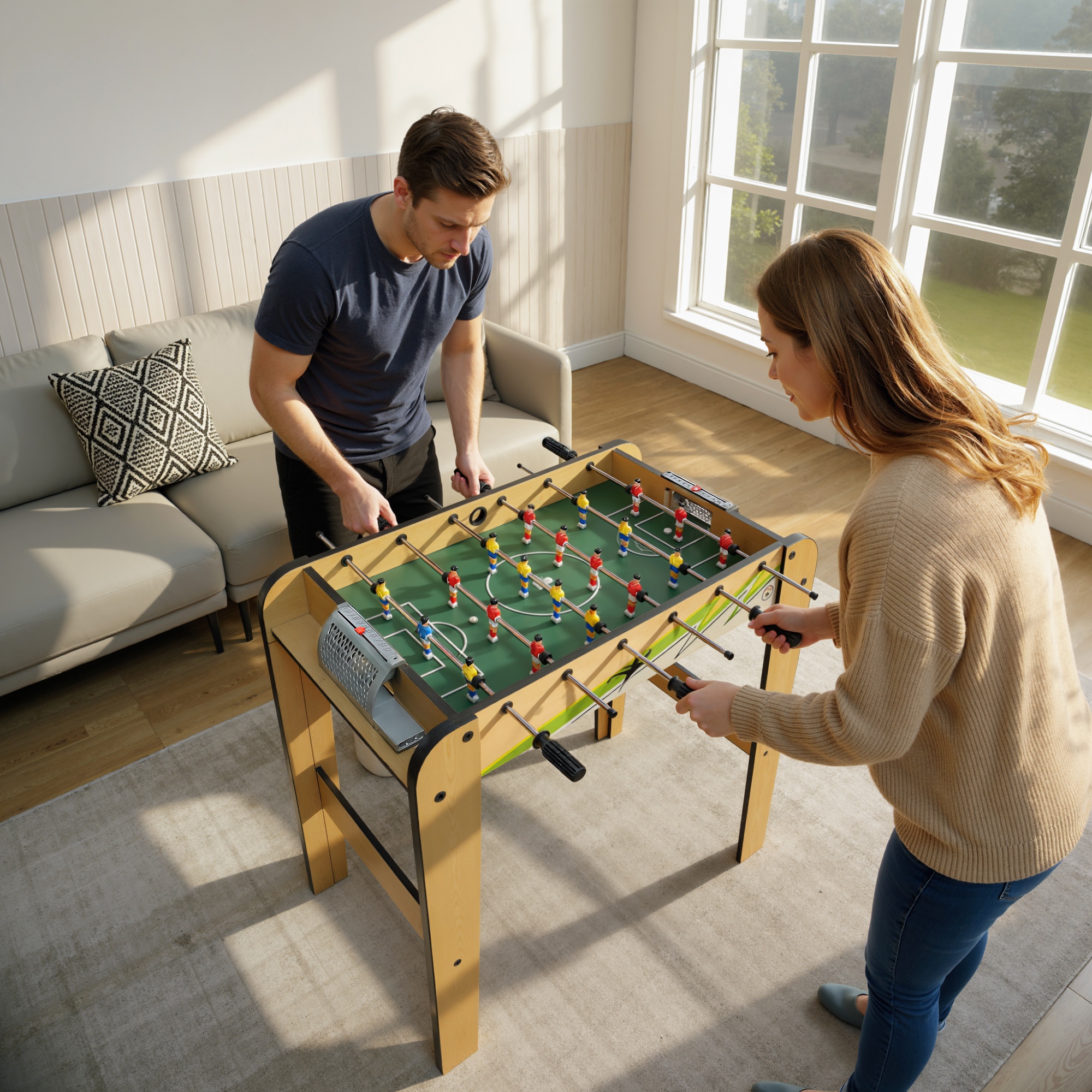 Sportnow Mini Calcio Balilla, Calcetto Balilla 75x66x75cm, 18 Giocatori, 2 Palline, 6 aste, Segnapunti e Maniglie Antiscivolo, Legno Naturale   Aosom Italy