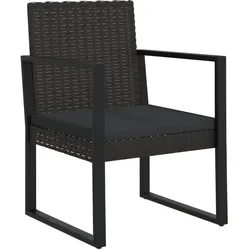 vidaXL Gartensessel, Sessel mit Kissen, Stuhl für den Außenbereich, Gartenstuhl Gartenmöbel Terrassensessel Outdoor Sessel, Schwarz Poly Rattan