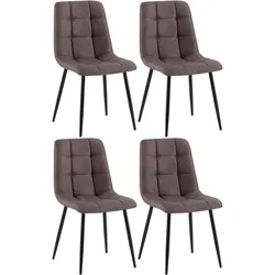 CLP 4er Set Esszimmerstühle Antibes Stoff   Farbe: braun