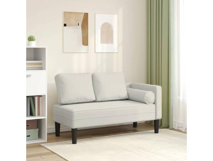 KFPOERTFGD Chaiselongue Samt Creme mit Lendenkissen, gepolsterte Relaxliege für Wohnzimmer, 116,5 x 62 x 57,5 cm