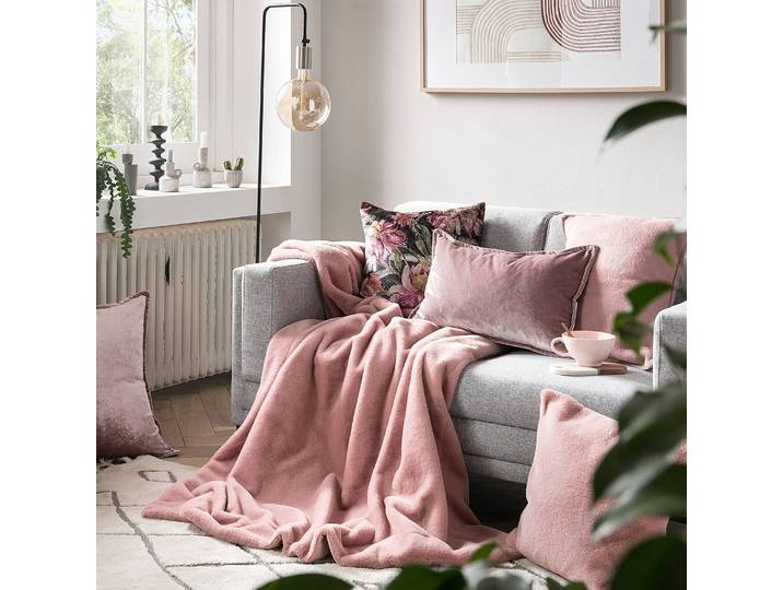 Couverture Imala 150 x 1 x 200cm Rose foncé/Rose vieilli Microfibre