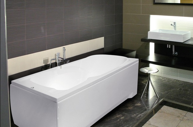 ECOLAM Badewanne Wanne Rechteck Majka Design Acryl weiß 160x70 cm + Schürze Ablaufgarnitur Ab- und Überlauf Automatik Füße Silikon Komplett-Set Wanne