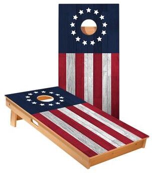 Skip's Garage Betsy Ross Flag Cornhole Boards