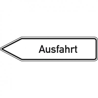 Schild I Wegweiser Ausfahrt, linksweisend, Aluminium RA0, reflektierend, 1400x350mm, DIN 67520