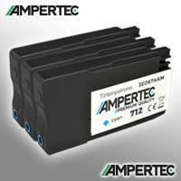3 Ampertec Tinten ersetzt HP 3ED77A 712 Multipack cyan