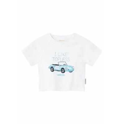 T-Shirt ANOTHER COTTON LAB "Another Cotton Lab Topless Crop Top", Damen, Gr. S, weiß, 100% Baumwolle, bedruckt, normal, Rundhals, Shirts T-Shirt