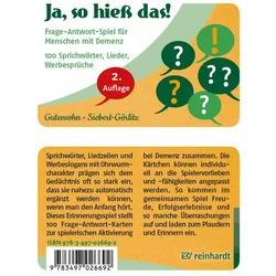Reinhardt Ernst Gutensohn:Ja, so hiess das!,Spiel (Deutsch)