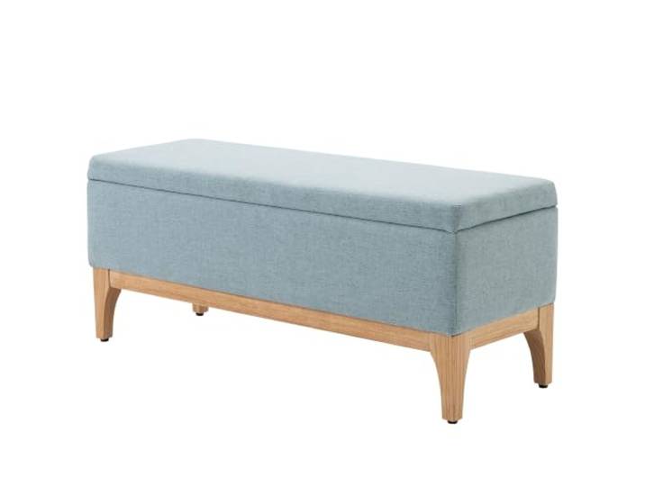 HOMCOM Banc de Rangement\, Couvercle Amovible\, Lin\, 110x39x45cm Vert Clair Coffre de Rangement\, Style Scandinave\, Bout de Lit