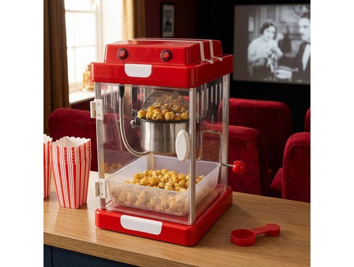 Popcorn-Maschine im roten Retro-Look, 24 x 28 x 43 cm