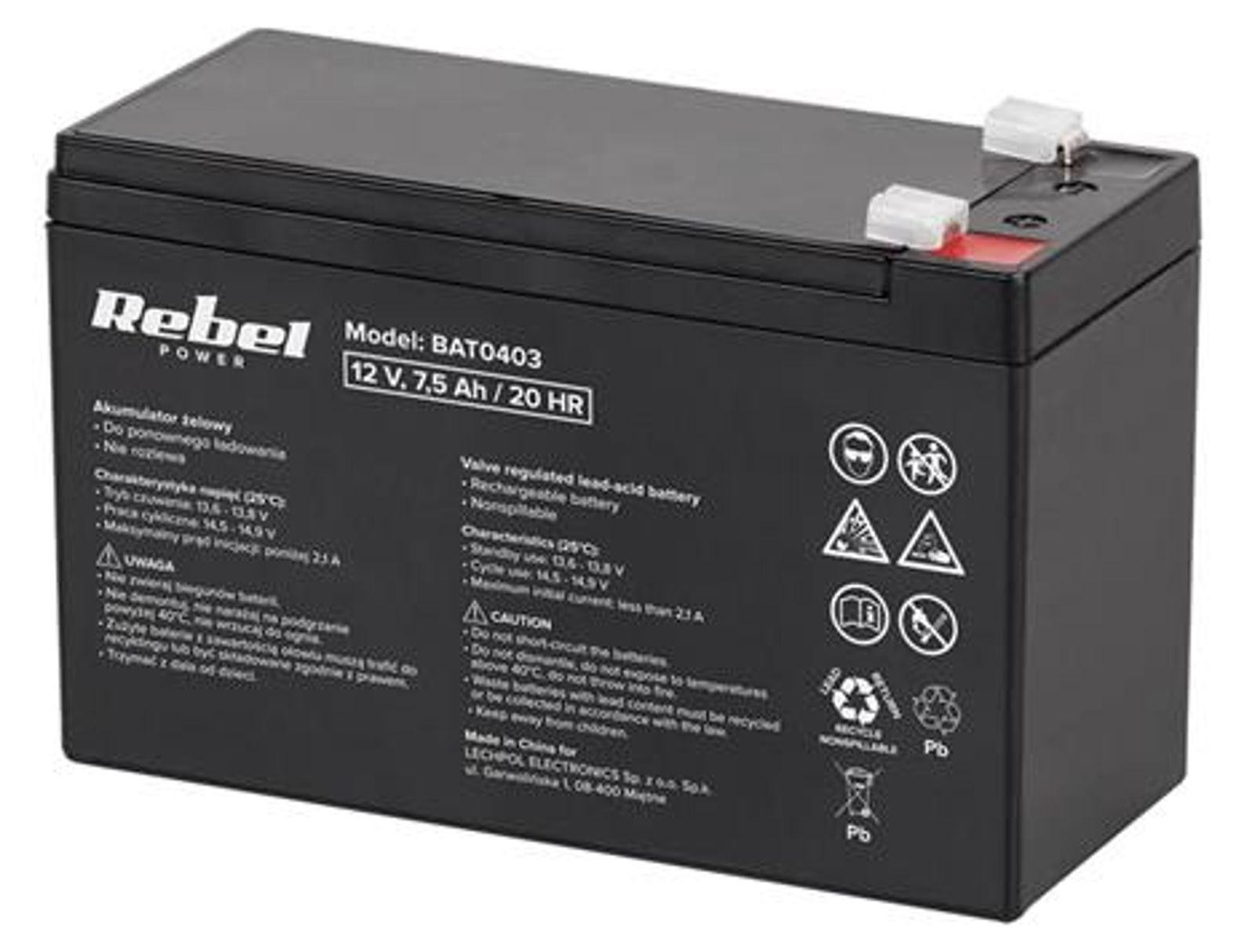 Rebel REBEL BAT0403 12V/7.5Ah loodaccu