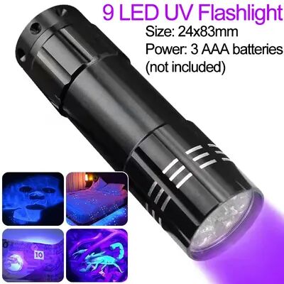 Perfect Picks Market Mini UV Flashlight LED Ultraviolet Torch Pet Urine Stain Detector & Inspection Lamp 9 Led Purple Light