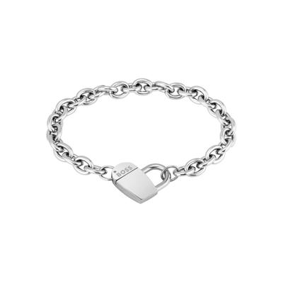 Armband BOSS "Schmuck Edelstahl Armschmuck Ankerkette DINYA", silber (edelstahlfarben), Armbänder, Damen, 18cm, Edelstahl, Armband