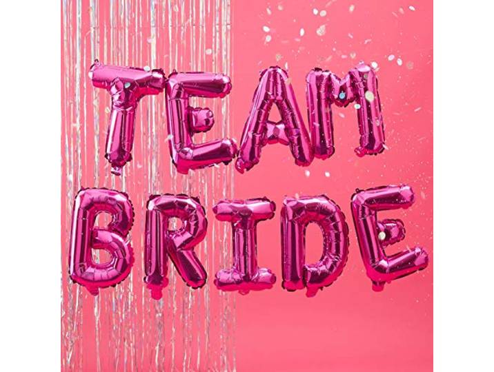 Ginger Ray Hot Pink Team Bride Hen Party Ballon Bunting Geen Helium Nodig
