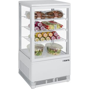 Saro Kühlvitrine SC70, 330-10001, weiß, 68 Liter, Mini-Umluftkühlvitrine, doppelt verglast