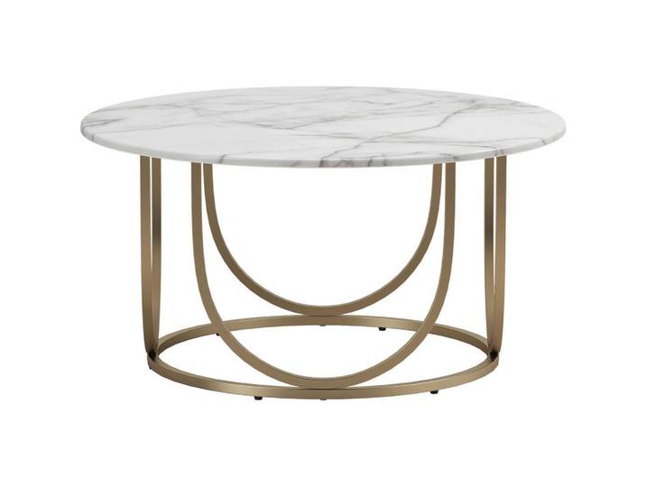 Mid.you Couchtisch Gwyneth, Weiß, Gold, Metall, rund, rund, 79x40x79 cm, gastro- und objekttauglich, Wohnzimmer, Wohnzimmertische, Couchtische