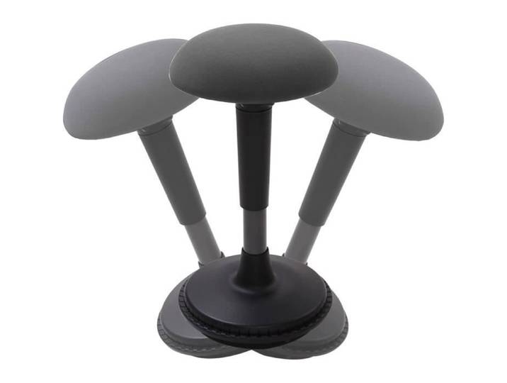 Tabouret Pivotant Chaise Ergonomique Réglable Capacité de Charge : 180kg BH4G Coussin Gris+Pied Noir