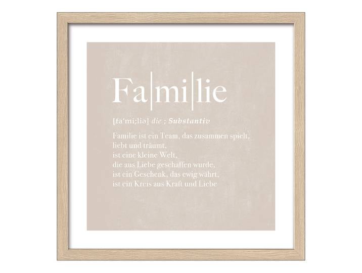 Holzbild Familie Floatglas, MDF Weiß/Beige 33 x 33 x 1cm