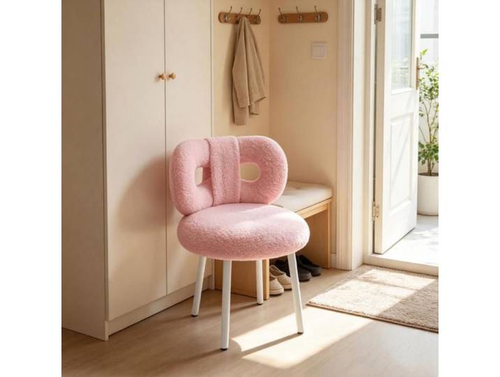 PEACHES 1pcs Coiffeuse Tabouret De Coiffeuse Avec Dossier à NœUd Papillon Chambre à Coucher Rose