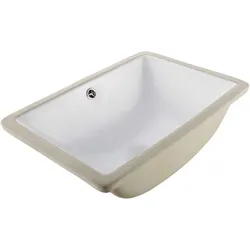 VEVOR Unterbauwaschbecken Handwaschbecken 46 x 33 cm rechteckiges Spülbecken aus Keramik mit Überlaufloch, moderne Unterbauspüle Küchenspüle für kleine Räume, Badezimmerwaschbecken Weiß
