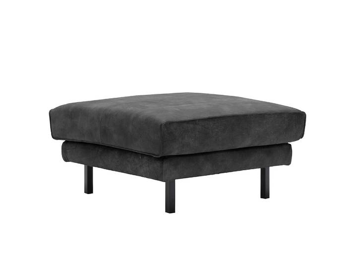 Repose-pieds capitonné Esquire 81 x 43 x 81cm Noir Cuir Fortesa: Noir
