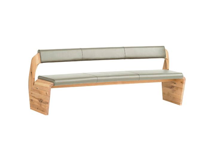 Voglauer Sitzbank, Eichefarben, Grauweiss, Holz, Echtleder, Nappaleder, Rindleder, Eiche, massiv, 227x84x70 cm, Goldenes M, Made in Austria, Lederauswahl, mit Rückenlehne, Esszimmer, Bank, Sitzbänke, Polsterbänke