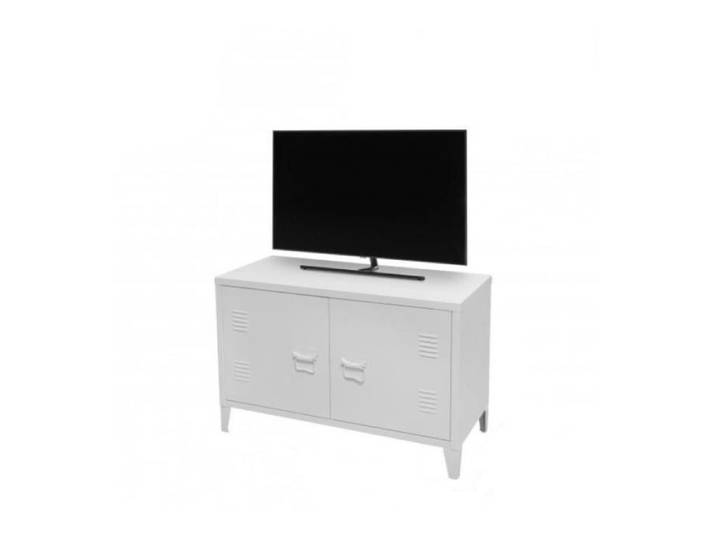 Meuble TV en métal  Industriel White  - Blanc - L 100 x l 40 x H 53 cm