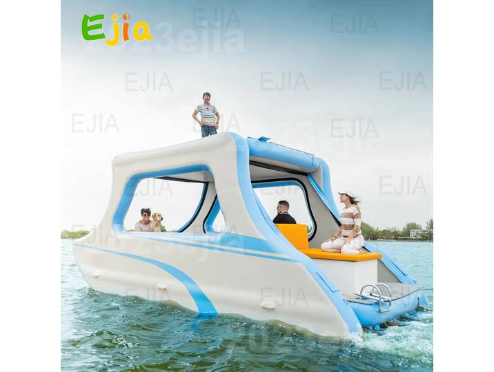 Nouveau Yacht Gonflable de Fête avec Auvent Pare-Soleil – Super Amusant pour les Loisirs Aquatiques – Bateau de Fête Flottant Gonflable – Maison Gonflable pour Divertissement Aquatique
