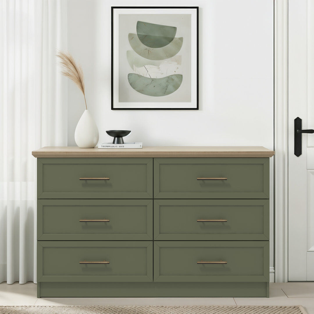 August Grove Cleverton 6 Drawer Chest Kale Green 70.7cm H X 119.2cm W X 38.8cm D