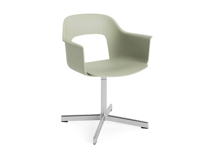 HAY Fauteuil de bureau Layout Armchair 231 Pastel green aluminium poli base pivotante 4 étoiles