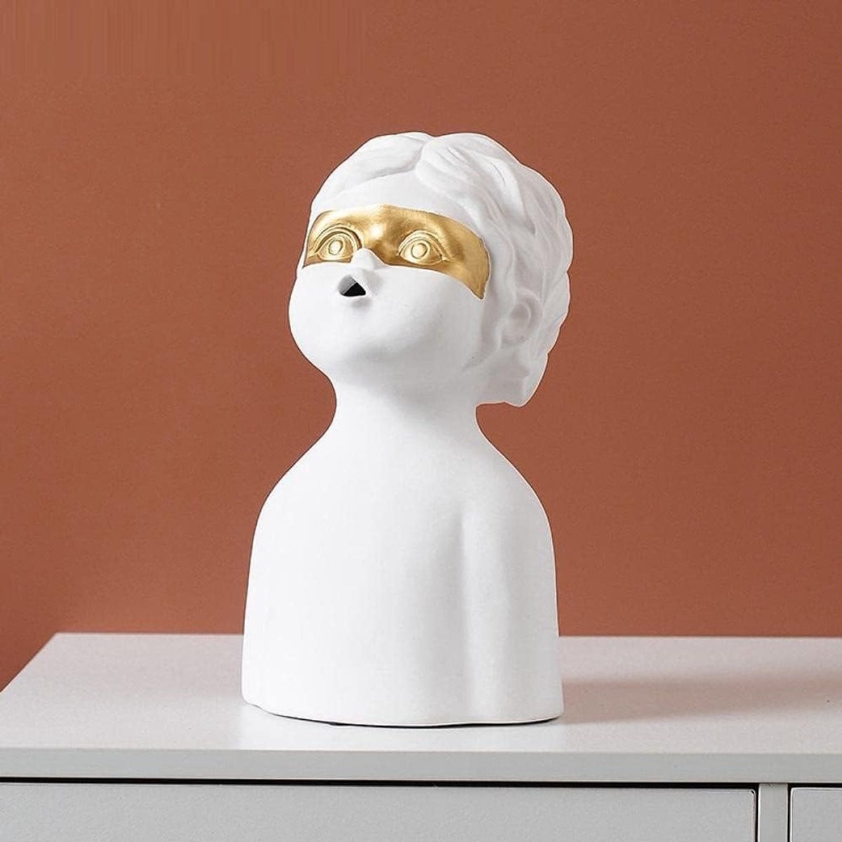 Wit Keramisch Buste Beeld Decoratie Jongen - H x B: 26 x 14,5 cm
