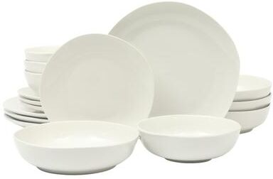 Gibson Home Lindendale 16 Piece Porcelain Scratch and Chip Resistant Service for 4 Dinnerware Set - White