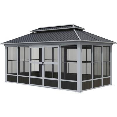Pavillon SOJAG "Malta 1010 Schwarz", weiß, neutral, B/H/T: 305cm x 271cm x 305cm, Pavillons, Massive Konstruktion aus Aluminium