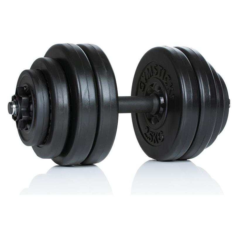 Gymstick 61122-15, Verstellbare Kurzhantel, Schwarz, Vinyl, Beton, Vinyl, 15 kg, 2,5 kg (1 x 1 kg, 2 x 0.5 kg, 2 x 1.5 kg, 4 x 2.5 kg) (61122-15)