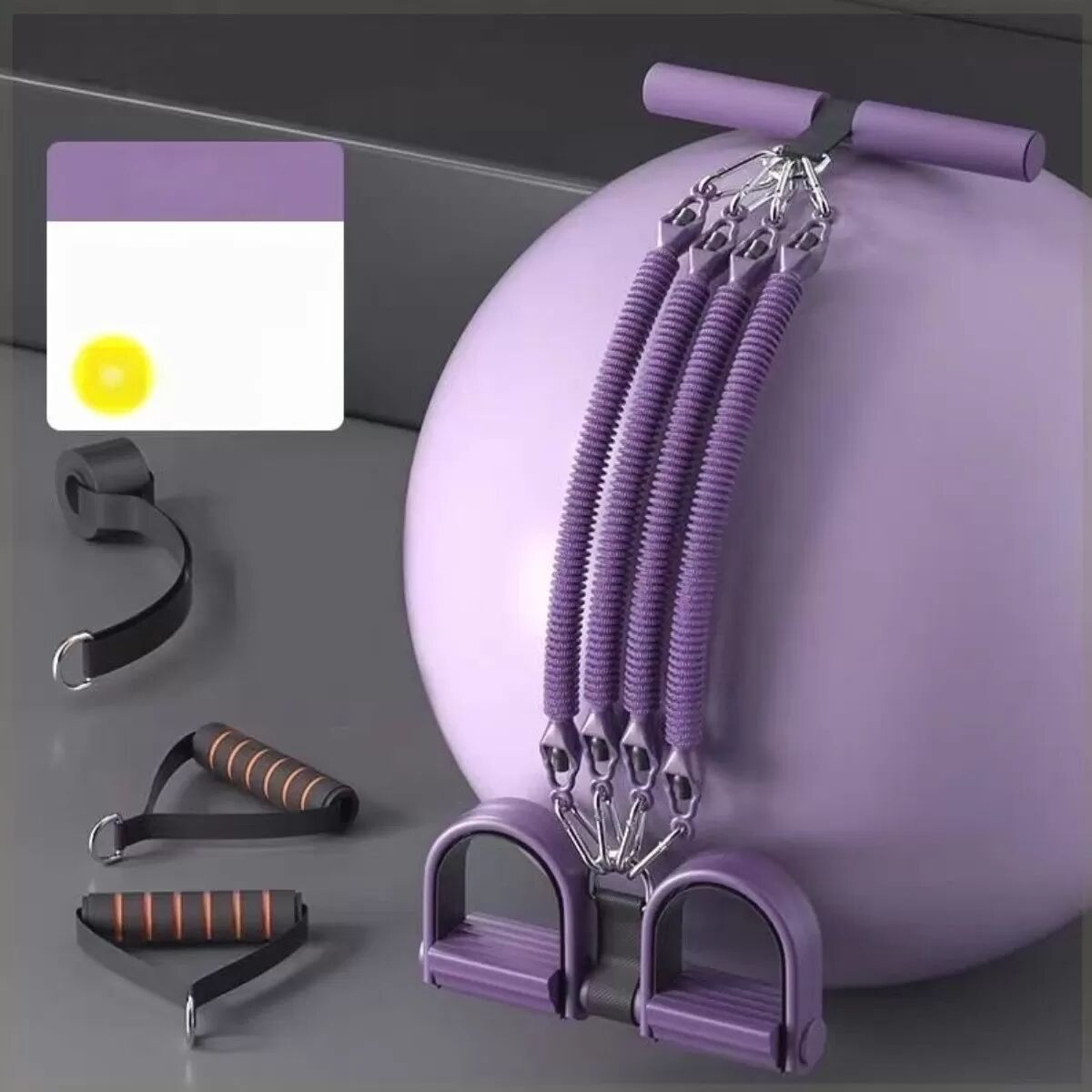 INF Bande de résistance Pedal Puller 4-brins en latex - Assistance sit-up et entraîneur de jambes à domicile, Violet 100 lbs