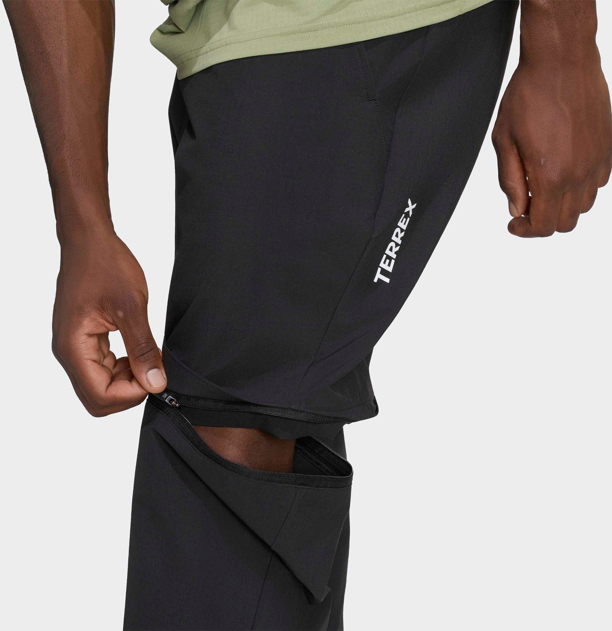 Outdoorhose ADIDAS TERREX "MULTI ZIP OFF TRACKSUIT BOTTOMS", Herren, Gr. 52, N-Gr, schwarz (schwarz, normal, gr.), Obermaterial: 93% Polyamid, 7% Elasthan, Hosen Outdoorhose, sportlicher Stil, mit Reissverschluss, aus Polyamid und Elasthan schwarz, normal