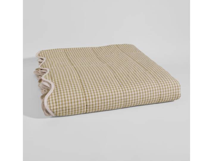 Beige Tagesdecke mit Vichy-Karo-Muster, 240 x 220 cm