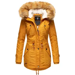 NAVAHOO Damen Hochwertiger Wintermantel Winterparka mit großem Kunstfell La Viva