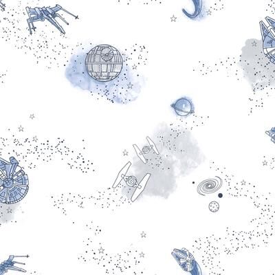 York Wallcoverings Star Wars: Good Night Galaxy Blue Wallpaper
