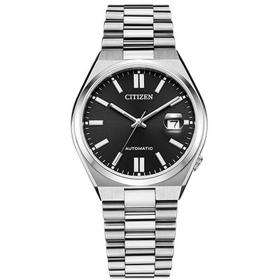 Automatikuhr CITIZEN "TSUYOSA 60 H", silber (silberfarben, schwarz), Armbanduhren, Damen, Automatikuhr, Armbanduhr, Damenuhr, Herrenuhr, Edelstahlarmband, Saphirglas, Datum