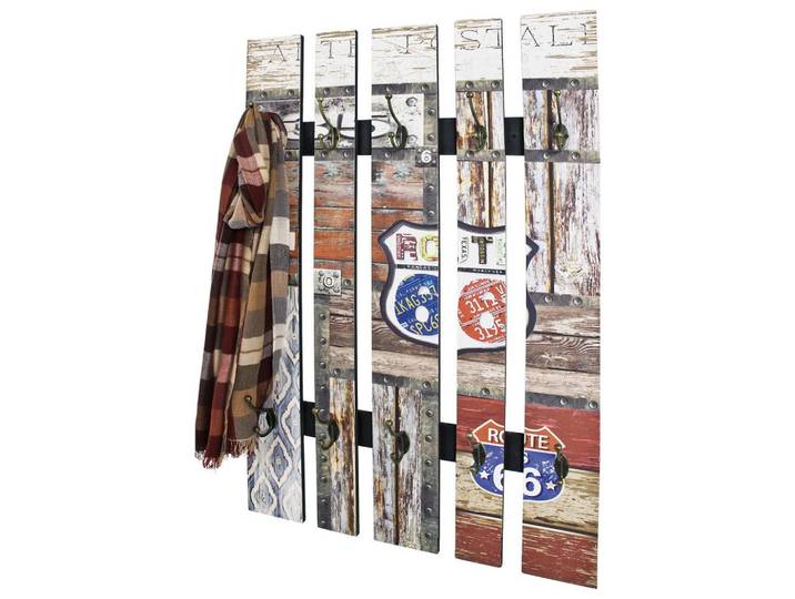 Wandgarderobe Timber Multicolor B: 65 cm 10 Haken