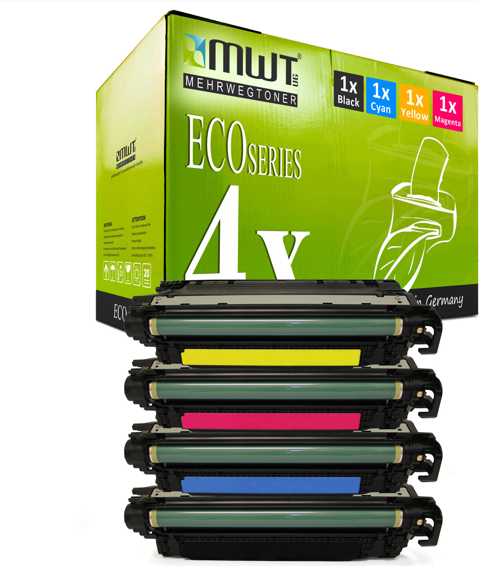 4 Mehrwegtoner kompatible Lasertoner ersetzt HP CF450A CF451A CF453A CF452A 655A Mehrfarbig